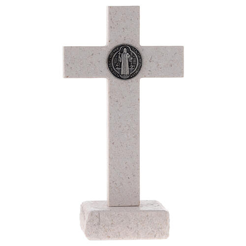 Medjugorje cross, Saint Benedict medal, marble 16 cm 6