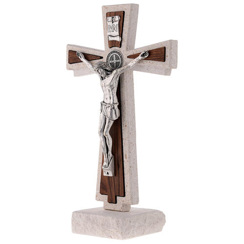 Croce Medjugorje medaglia San Benedetto base 24 cm 3