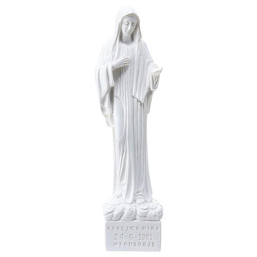 Nossa Senhora de Medjugorje pó de mármore branco 18 cm 1