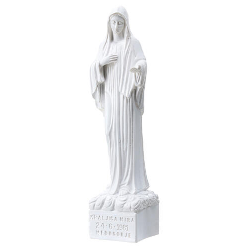 Nossa Senhora de Medjugorje pó de mármore branco 18 cm 2