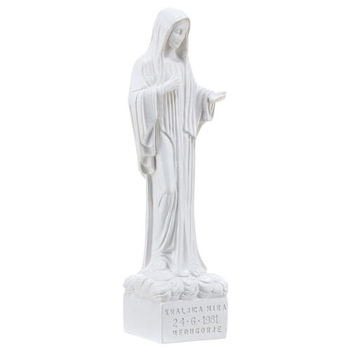 Nossa Senhora de Medjugorje pó de mármore branco 18 cm 3