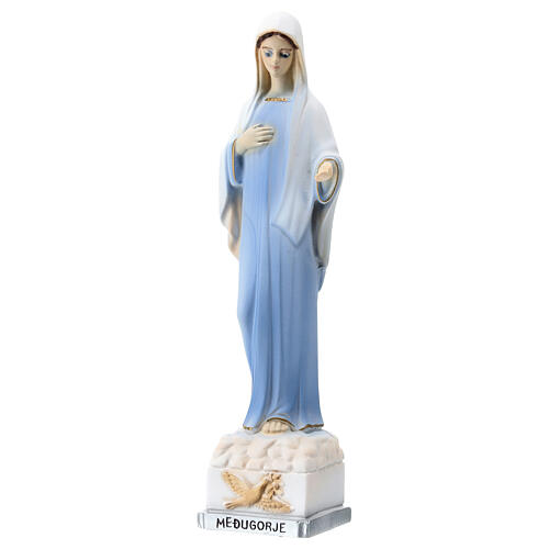 Our Lady of Medjugorje, painted statue of 18 cm, marble dust 2