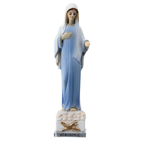 Statuette Notre-Dame de Medjugorje poudre de marbre peinte 18 cm 1