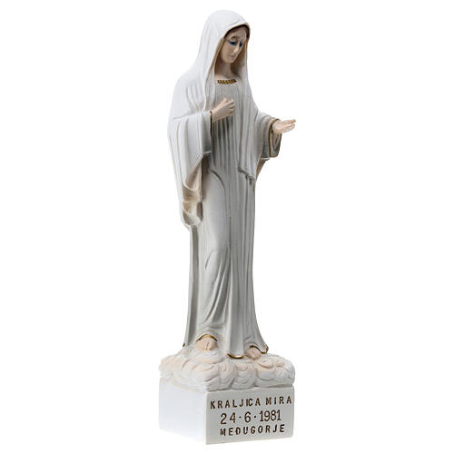Our Lady of Medjugorje, hand-painted marble dust statue, 18 cm 3