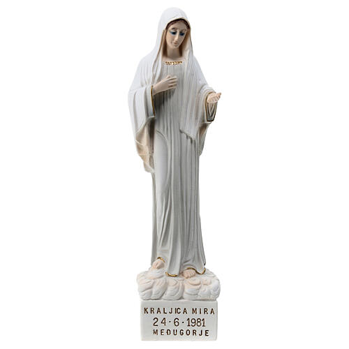 Our Lady of Medjugorje statue 18 cm in marble dust gold tone 1