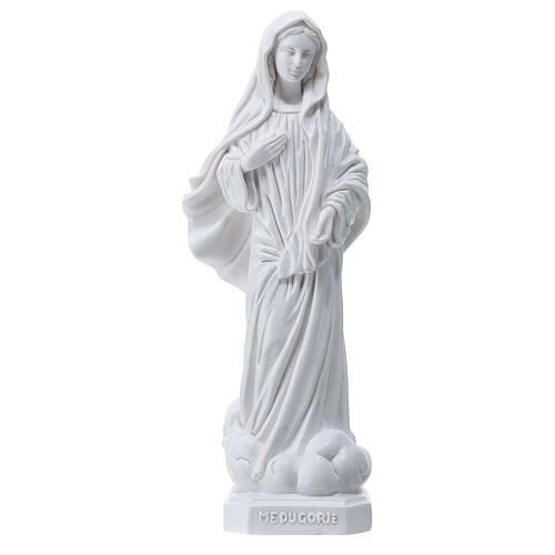 Estatua Virgen de Medjugorje 20 cm polvo de mármol blanco 1