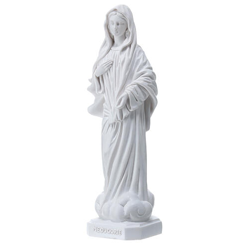 Estatua Virgen de Medjugorje 20 cm polvo de mármol blanco 3