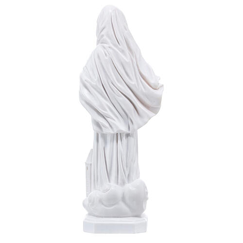 Statue of Our Lady of Medjugorje with Saint James church, 20 cm, white marble dust 4