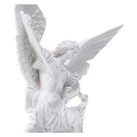 Estatua San Miguel Arcángel polvo mármol blanco 30 cm