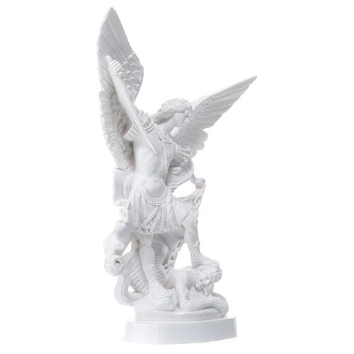Estatua San Miguel Arcángel polvo mármol blanco 30 cm 4