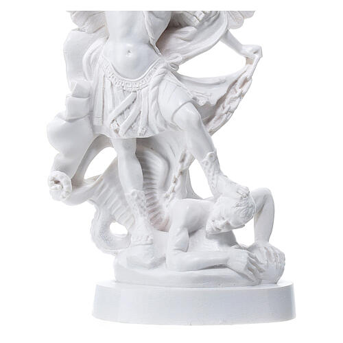 Estatua San Miguel Arcángel polvo mármol blanco 30 cm 5