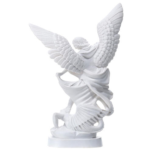 Estatua San Miguel Arcángel polvo mármol blanco 30 cm 6
