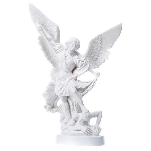 St Michael the Archangel statue in white marble dust 30 cm 3