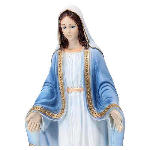 Nossa Senhora das Graças 44 cm roupa azul pó mármore EXTERIOR 2