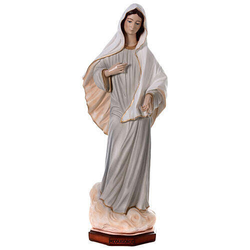 Statue Our Lady of Medjugorje, grey dress, 120 cm, marble dust, for OUTDOOR 1