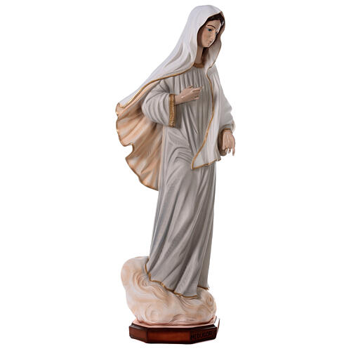 Statue Our Lady of Medjugorje, grey dress, 120 cm, marble dust, for OUTDOOR 5
