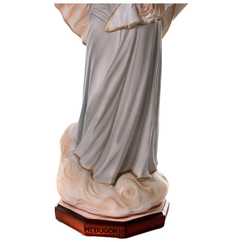 Statue Notre-Dame de Medjugorje robe grise 120 cm marbre EXTÉRIEUR 8