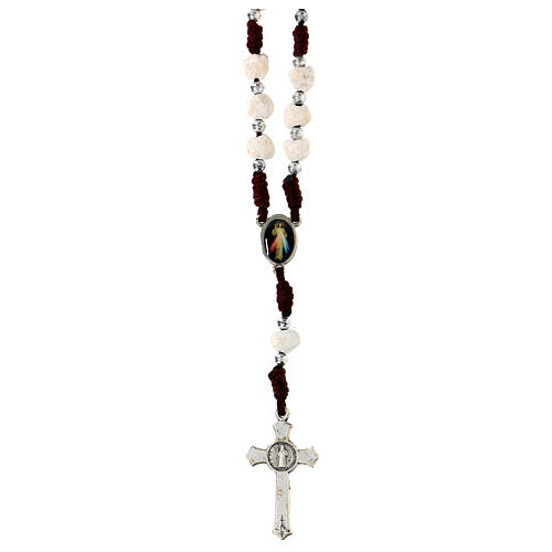 Chapelet dévotionnel Medjugorje corde marron pierre 5 mm 2