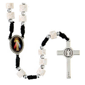 Devotional rosary of Medjugorje, black rope and stone, 5 mm beads