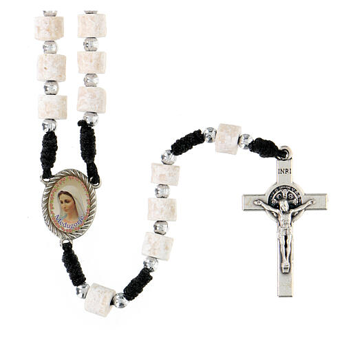 Devotional rosary of Medjugorje, black rope and stone, 5 mm beads 1