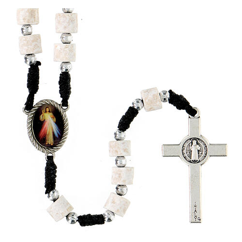 Devotional rosary of Medjugorje, black rope and stone, 5 mm beads 2