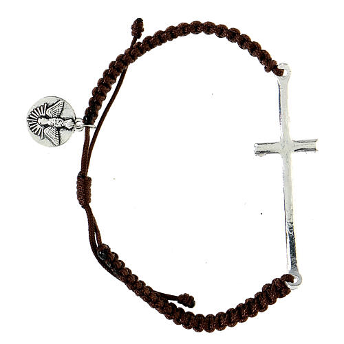 Bracelet Medjugorje corde croix strass et médaille Notre-Dame 3