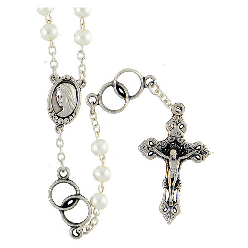 Wedding rosary, metal and 5 mm beads, Medjugorje 1