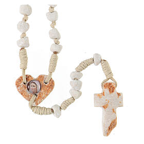 Rosary of Medjugorje stone with heart-shaped medal of Our Lady, 5 mm beads