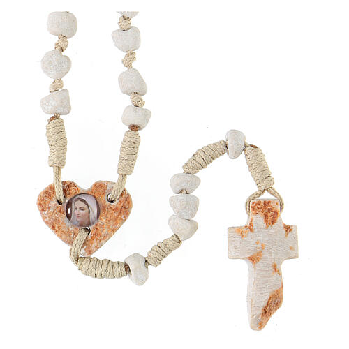 Rosary of Medjugorje stone with heart-shaped medal of Our Lady, 5 mm beads 1