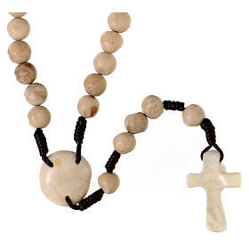 Medjugorje stone rosary of Saint Benedict, stylised cross, 6 mm beads