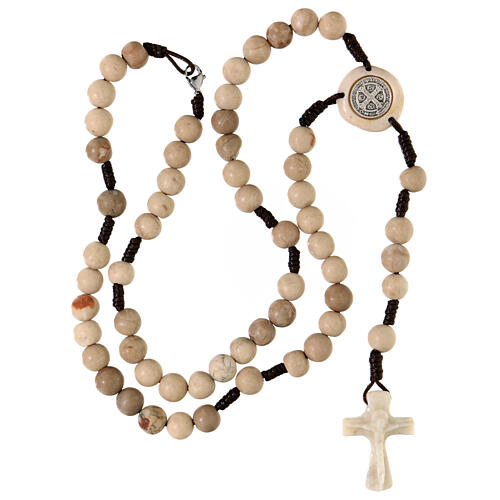 Medjugorje stone rosary of Saint Benedict, stylised cross, 6 mm beads 4