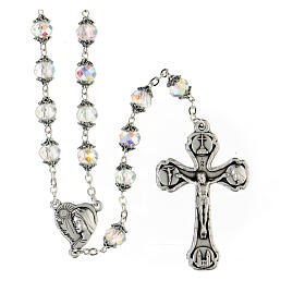 Medjugorje white crystal rosary beads 8 mm 