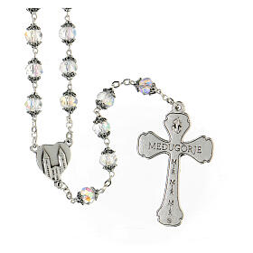 Medjugorje white crystal rosary beads 8 mm 