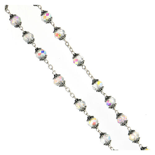 Medjugorje white crystal rosary beads 8 mm  3