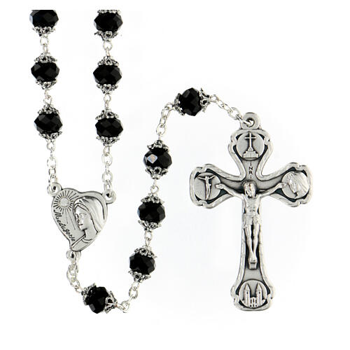 Medjugorje black crystal rosary beads 8 mm  1