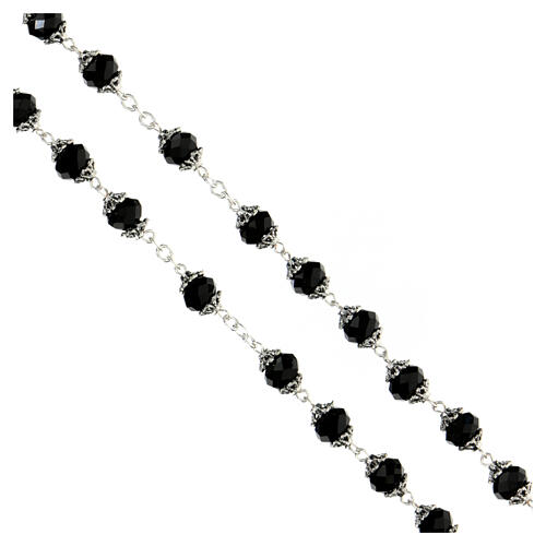 Medjugorje black crystal rosary beads 8 mm  3