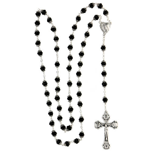 Medjugorje black crystal rosary beads 8 mm  4