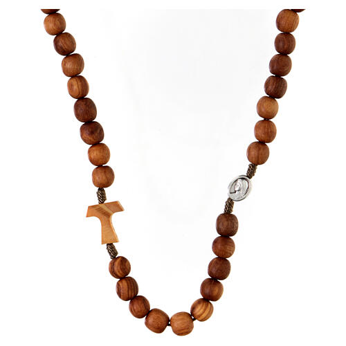 Olivewood chocker with tau cross and 7 mm beads 1