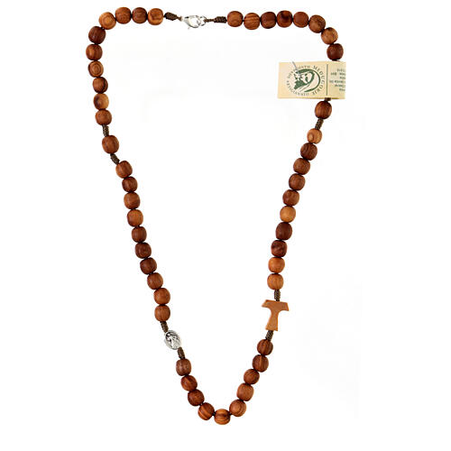 Olivewood chocker with tau cross and 7 mm beads 2