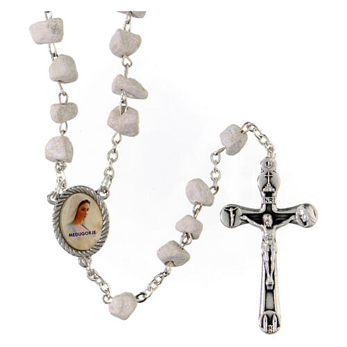 Divine Mercy rosary with 8 mm white stones of Medjugorje 1
