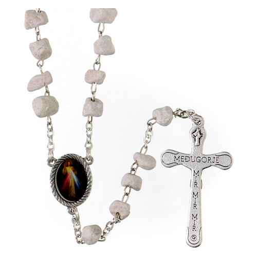 Divine Mercy rosary with 8 mm white stones of Medjugorje 2