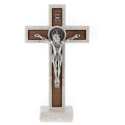 Crucifijo mármol madera Medjugorje 20 cm 1