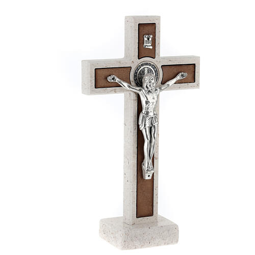 Crocifisso marmo legno Medjugorje 20 cm 3