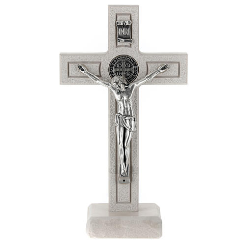 Crucifijo mármol blanco Medjugorje 20 cm 1