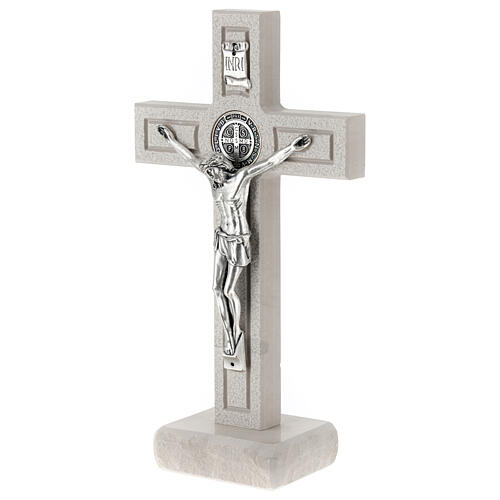 Crucifix marbre blanc Medjugorje 20 cm 2