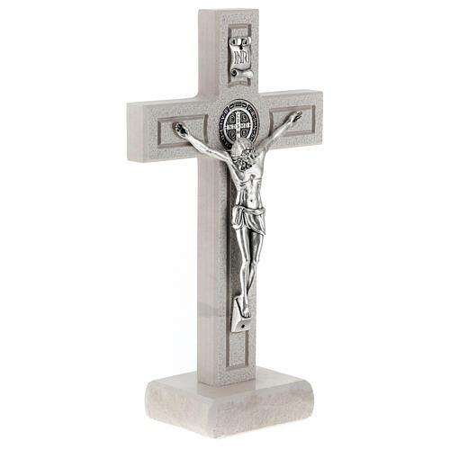 Crucifix marbre blanc Medjugorje 20 cm 3