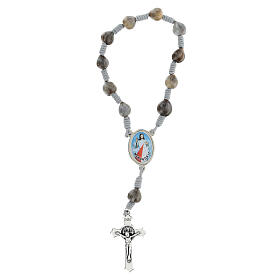 Grey single decade rosary of Medjugorje with Job's tears of 0.02 in and cross
