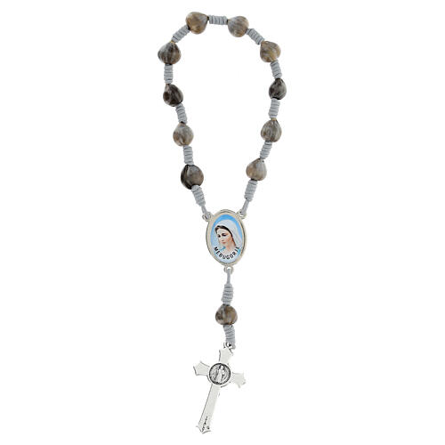 Grey single decade rosary of Medjugorje with Job's tears of 0.02 in and cross 2
