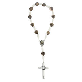 White single decade rosary of Medjugorje with Job's tears of 0.02 in and cross