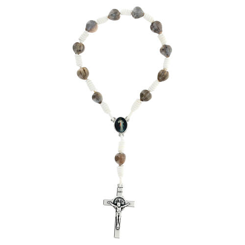 White single decade rosary of Medjugorje with Job's tears of 0.02 in and cross 1